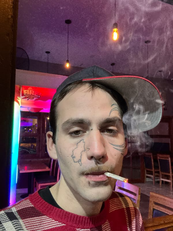 Man photographs himself smoking in Buenos Aires public restroom