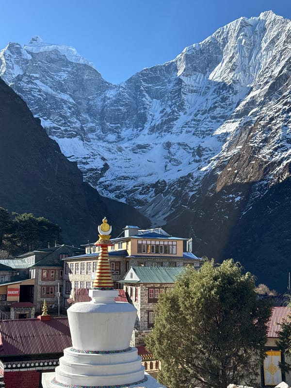 Tengboche Nepal village monastery documented under clear mountain skies
