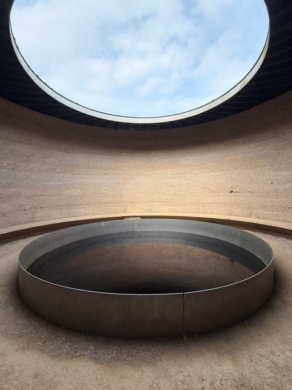 Visitor captures upward view of Magna Carta Memorial interior
