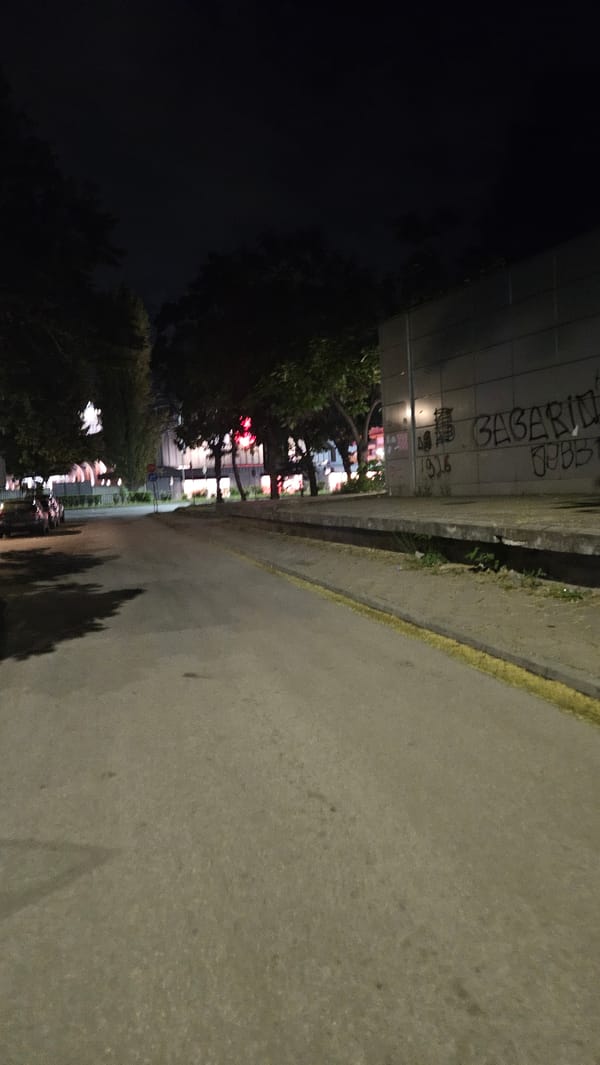 Nighttime street scenes documented in Plovdiv, Bulgaria