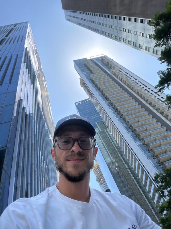 Selfies in front of Tel Aviv's modern skyline