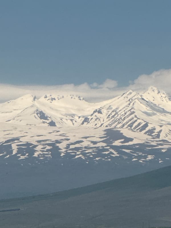 Mount Ararat dominates clear morning skies over Abovyan