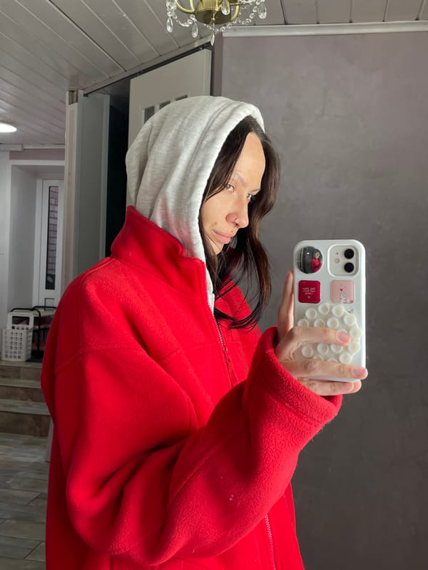 Woman takes selfie indoors in Izhevsk, Russia