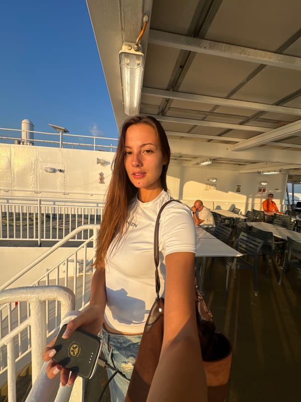 Evening ferry deck moment off the coast of Kavala, Greece