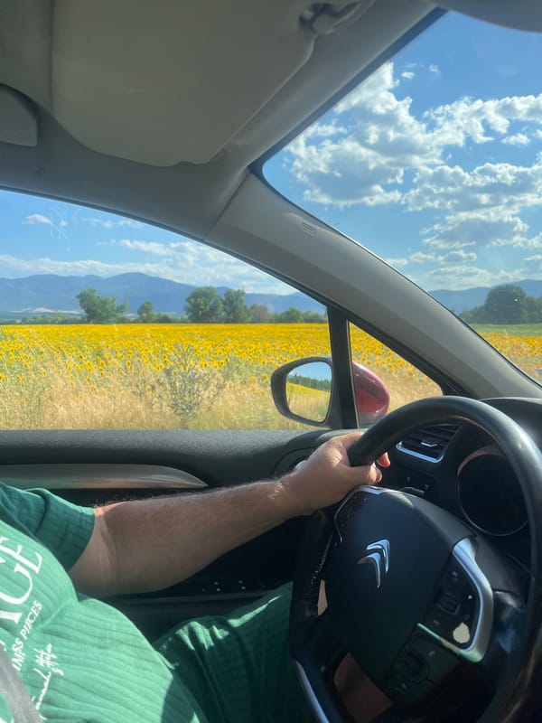 Behind the wheel of a Citroën in rural Bulgaria
