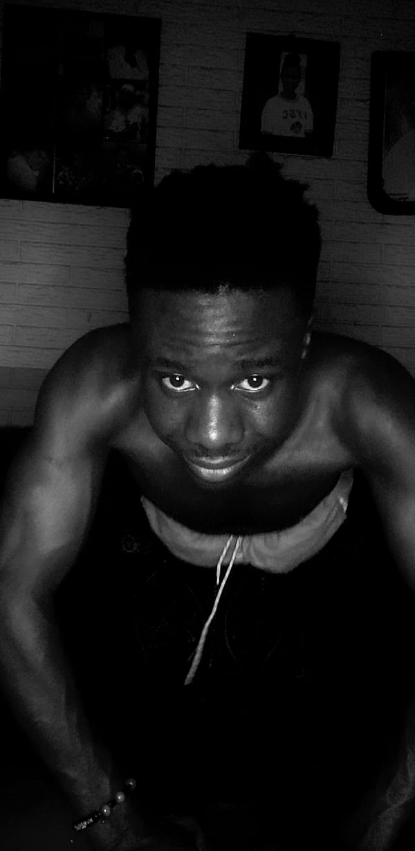 Man photographed in multiple poses in Narayi Nigeria room