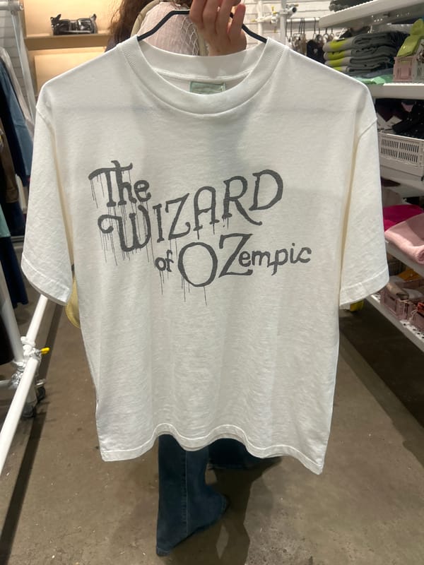 "Wizard of Ozempic" t-shirt spotted in London clothing display