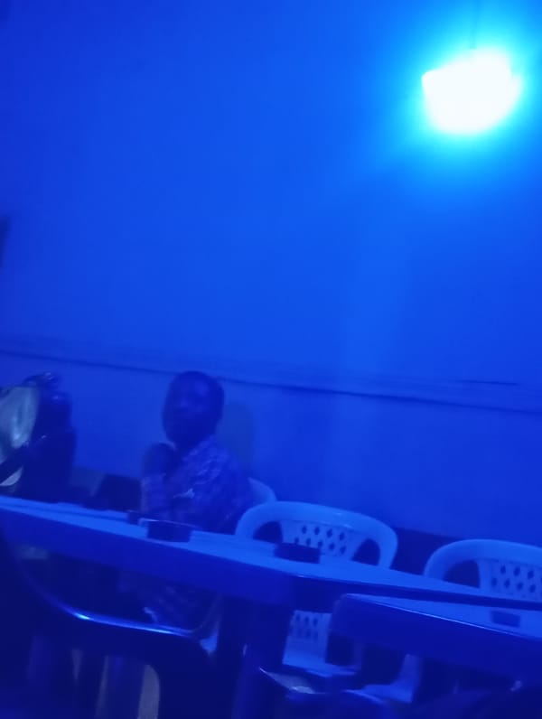Evening at a blue-lit bar in Jos, Nigeria