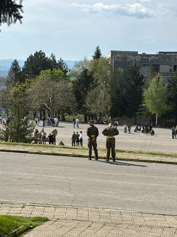 Military personnel spotted in outdoor area with clear skies