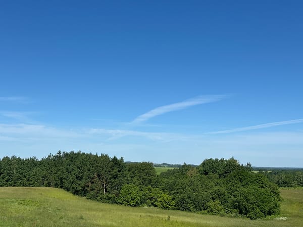 Rural Belarus countryside on a clear summer morning
