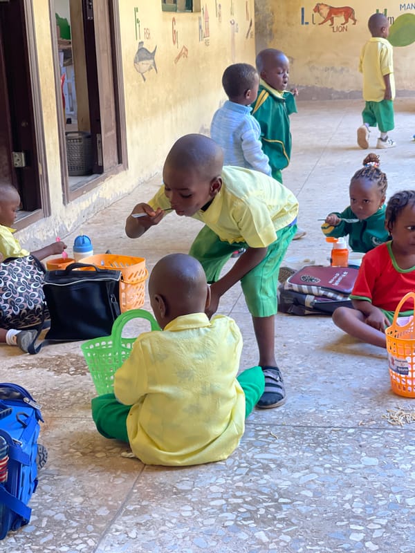 Preschoolers play during outdoor school time in Akwanga Nigeria