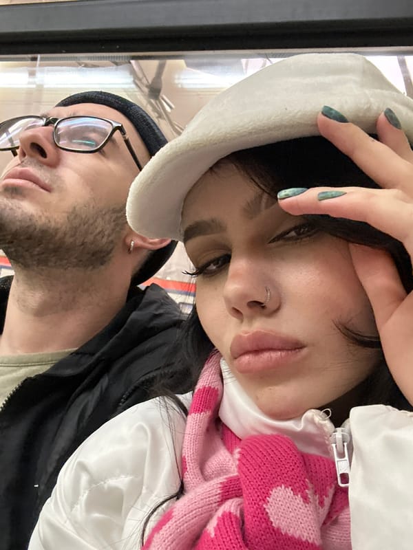 Two people take selfie in Moscow