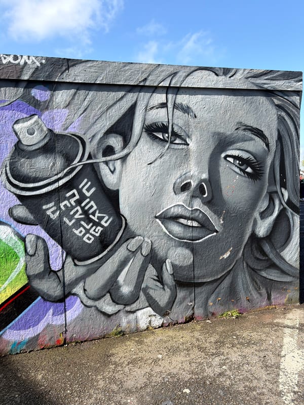 Street art mural of woman with spray can spotted in Cork