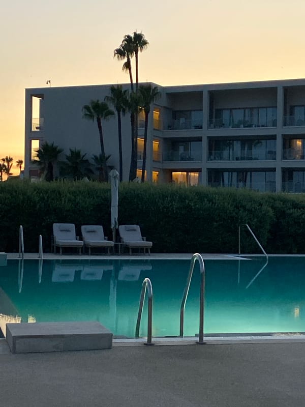 Live music and poolside views at dusk in Estepona