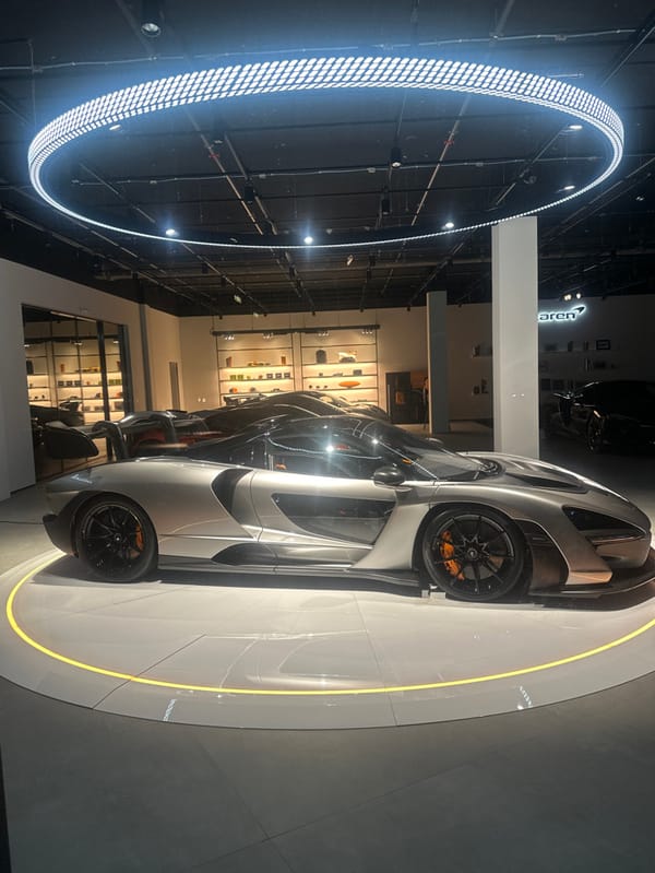Evening visit to McLaren dealership showroom in Glattbrugg documented