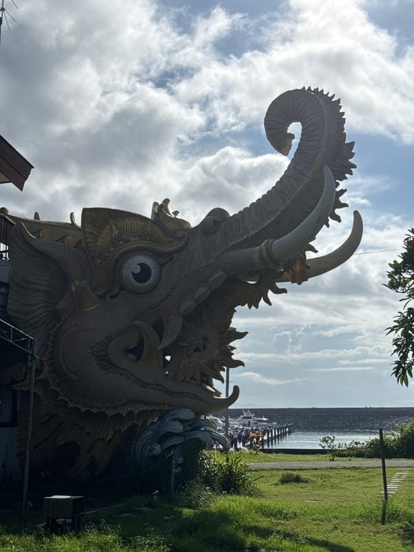 Mythological creature sculpture photographed in Denpasar, Indonesia