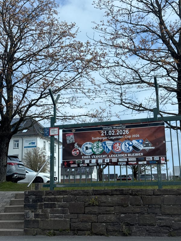 Football tournament banner spotted at Wuppertal sports venue