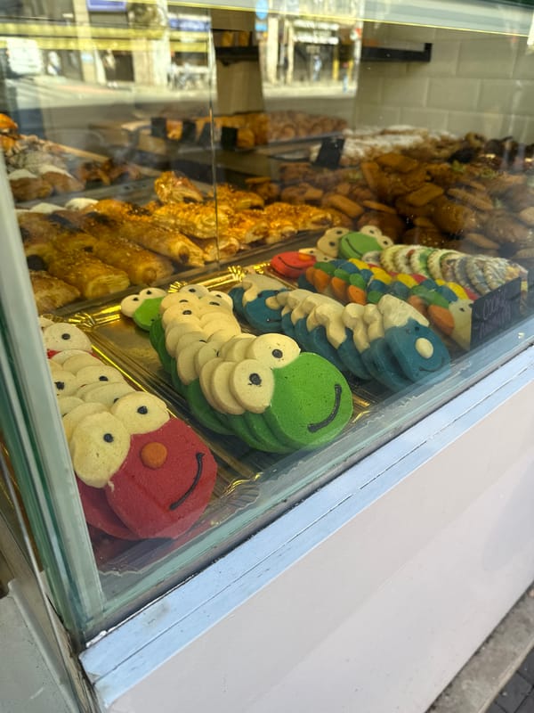 Morning stroll through Madrid captures bakeries, cafes, and streetscapes