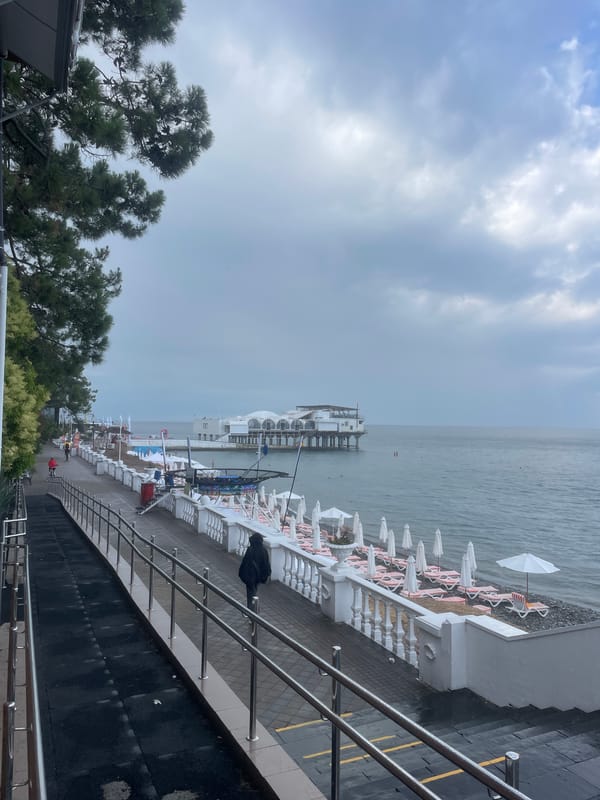 Sochi's Black Sea promenade on a cloudy summer morning
