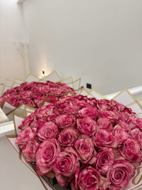 Decorative rose bouquets spotted hanging from ceiling in Milan