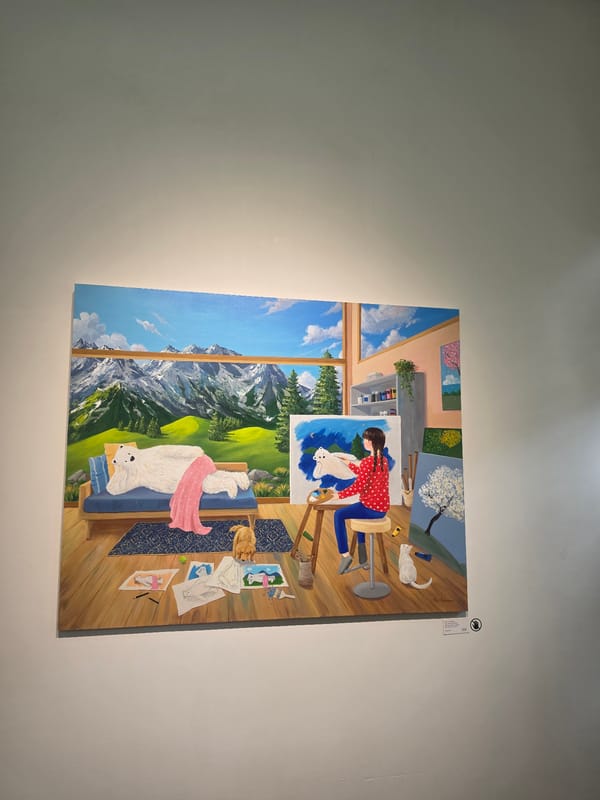Polar bear art exhibition documented in Bangkok gallery