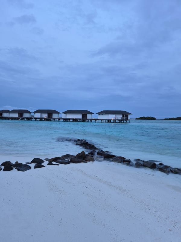 Tourist documents typical resort scenes in Huraa, Maldives