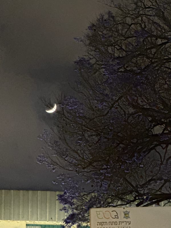 Crescent moon observed over Petah Tikva on May evening