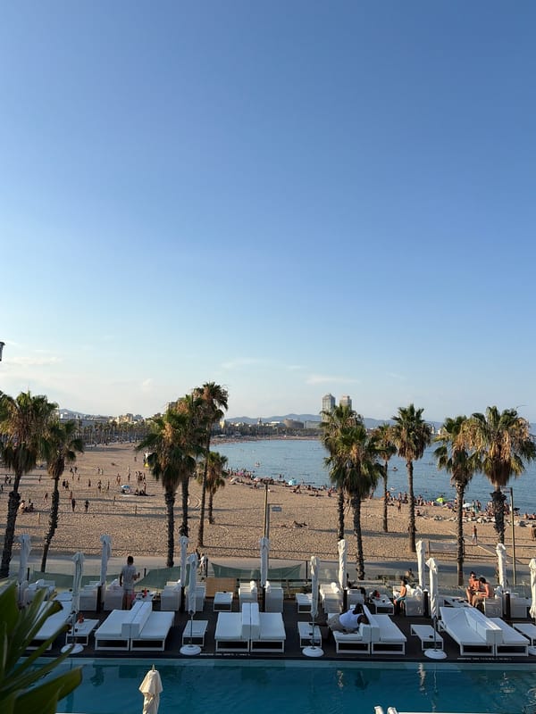 Barcelona beach and harbor afternoon, summer 2026