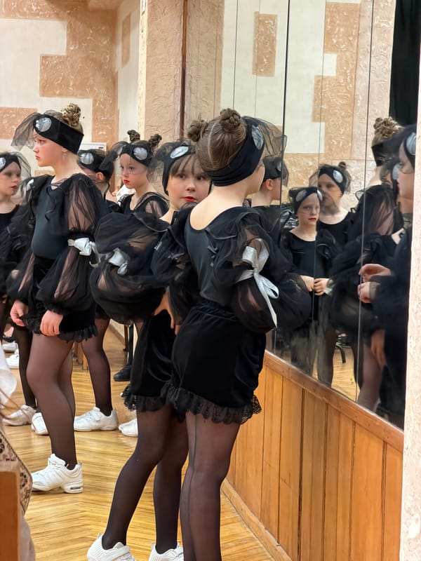 Woman in traditional dance attire spotted in Riga studio