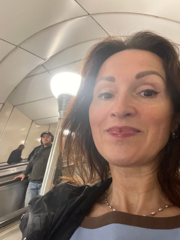 Selfie moment inside a Saint Petersburg metro station