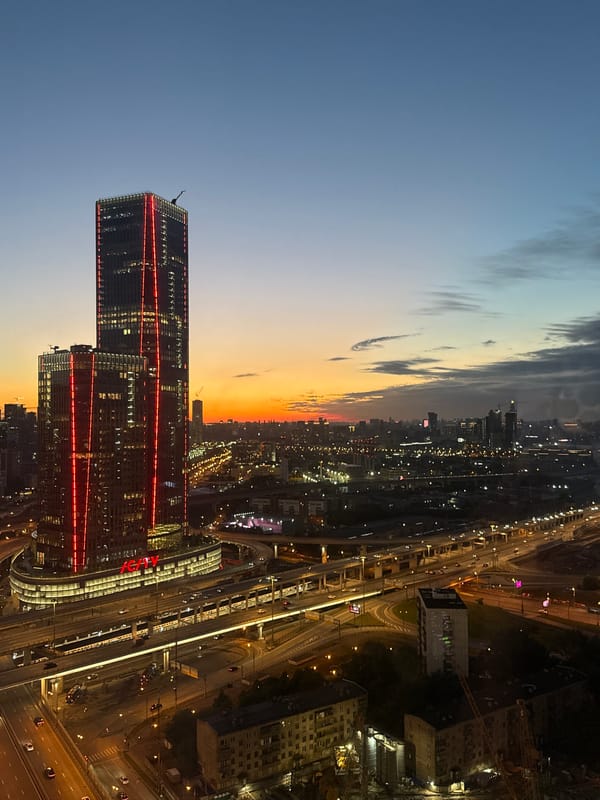 Sunset views across Khimki's skyline and infrastructure