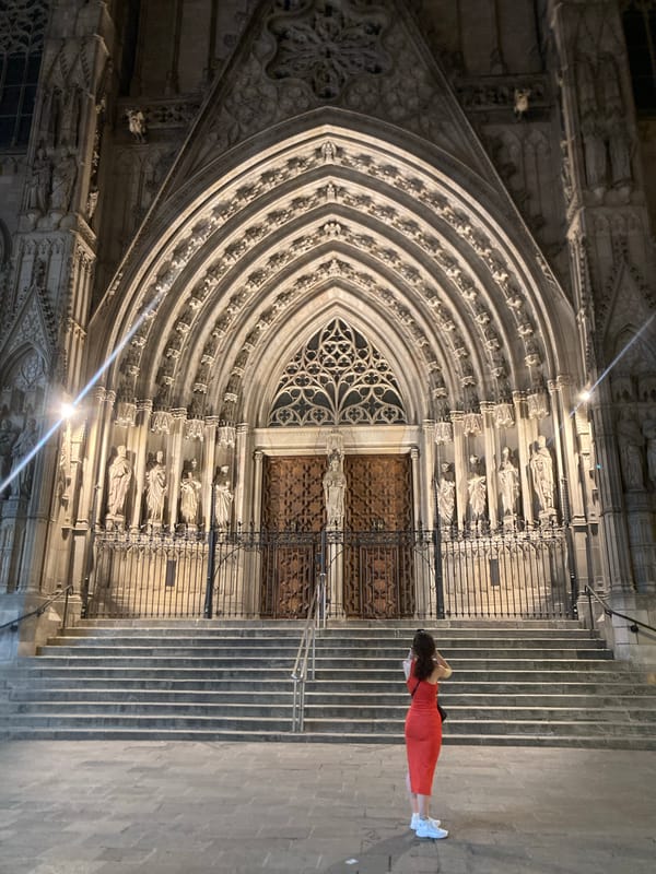 Gothic Quarter at night: cathedrals, civic buildings, street performance