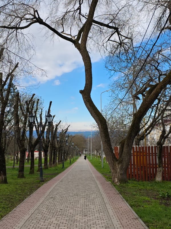 Morning park scenes documented across Pyatigorsk, Russia
