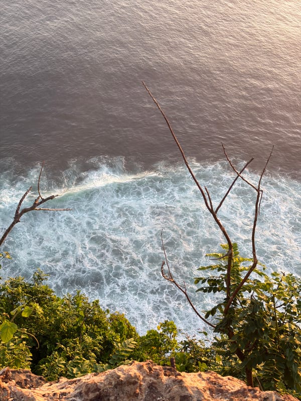 Sunset documented along Kuta Selatan cliffs and coastline