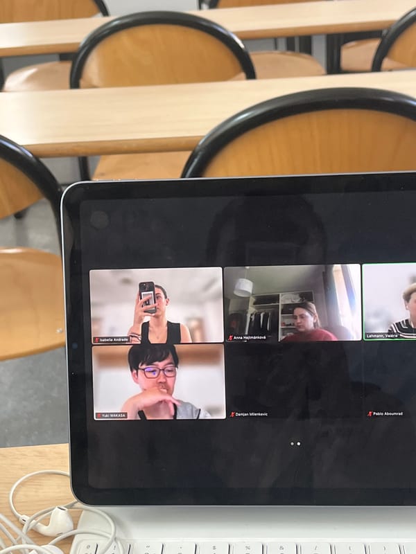 International video conference held in empty Lyon classroom