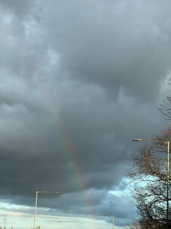 Partial rainbow spotted amid overcast skies in Sandycroft