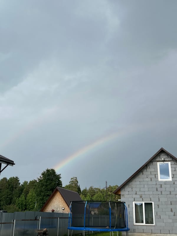 Rainbow afternoon in Chaikovsky with selfies and wandering cat