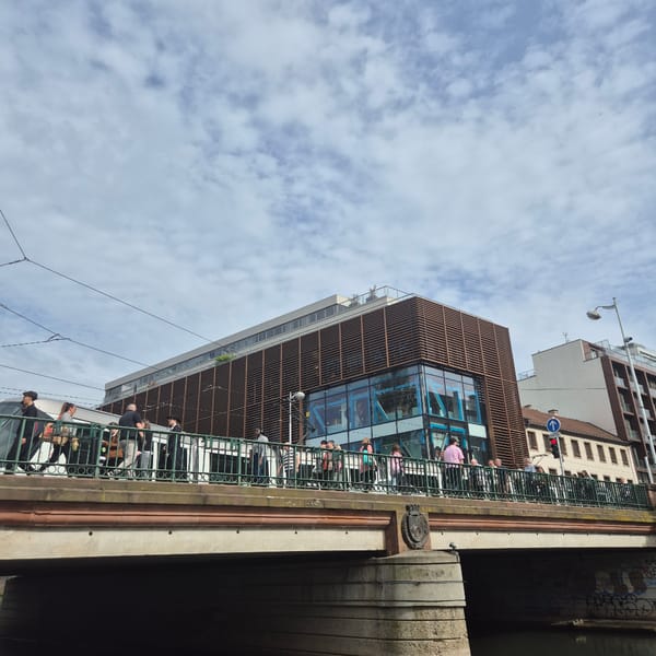 Demonstration observed at monument in Strasbourg, France
