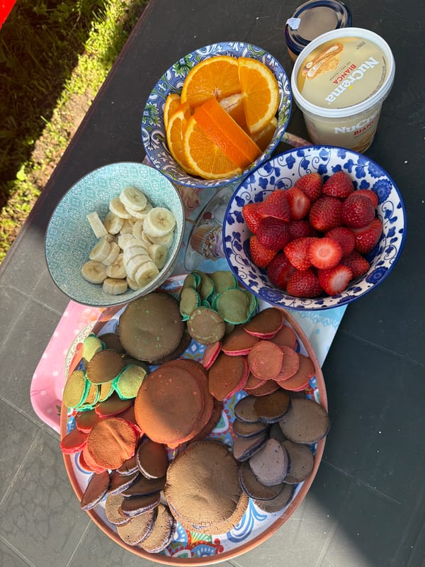 Morning outdoor breakfast setup documented in Bistritsa garden