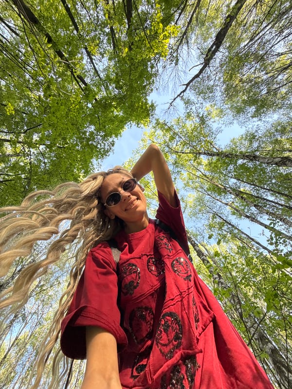 Woman poses for forest portrait in Шебунино, Russia