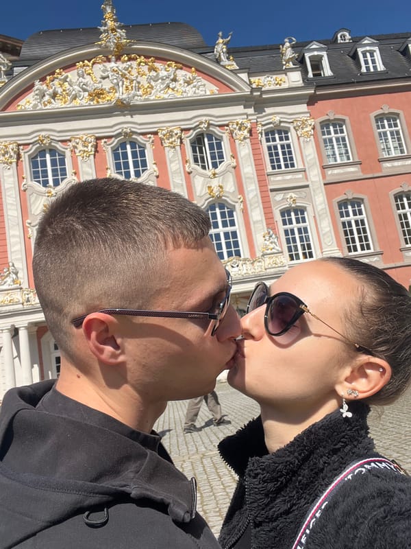 Couple photographed near Electoral Palace in Trier, Germany