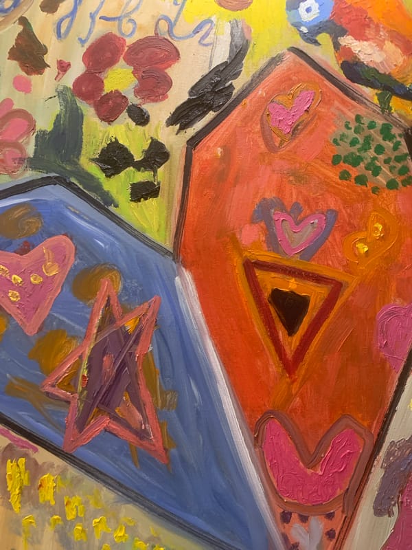 Abstract geometric oil painting observed in Moscow