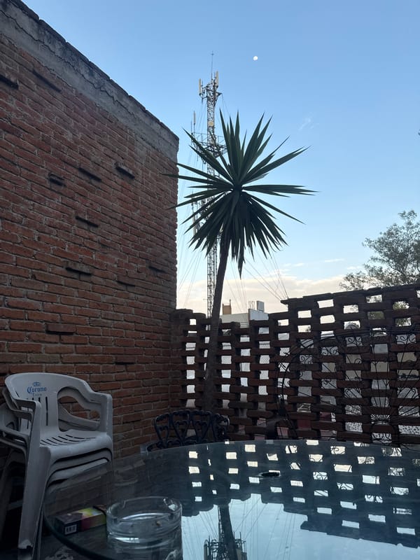 Nighttime patio scene captured in Mexico City