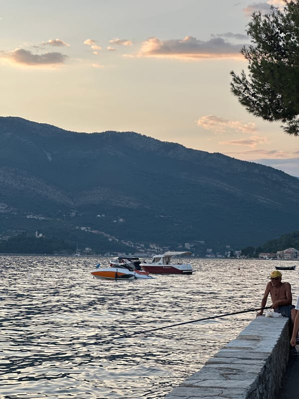 Sunset over the Bay of Kotor from Donja Lastva