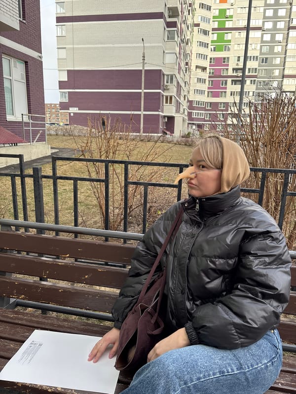 Woman and girl play with novelty items in Izhevsk