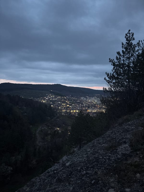 Evening mountain scenery captured around Shumen, Bulgaria