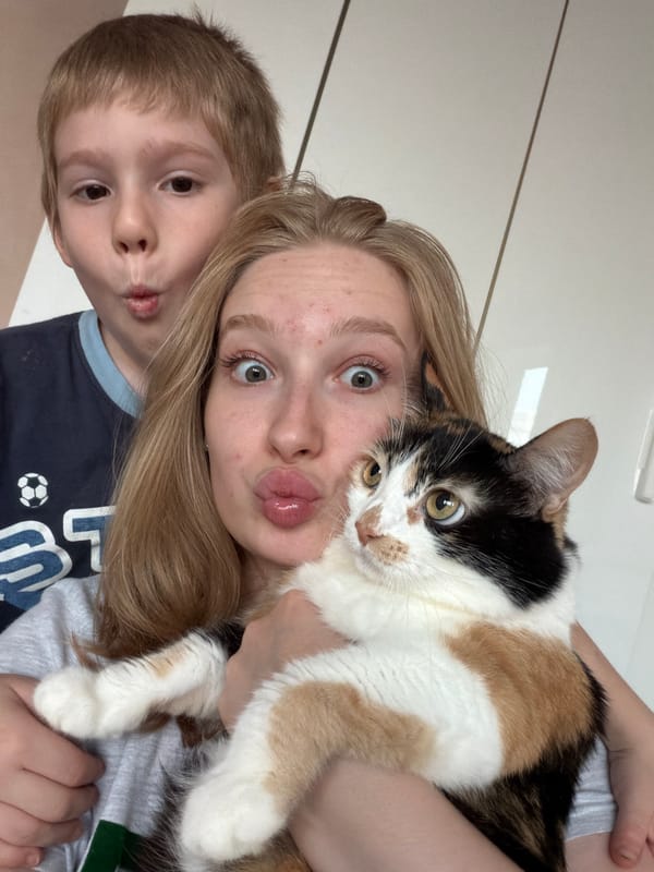 Cozy afternoon at home: roses, a calico cat, and garden moments