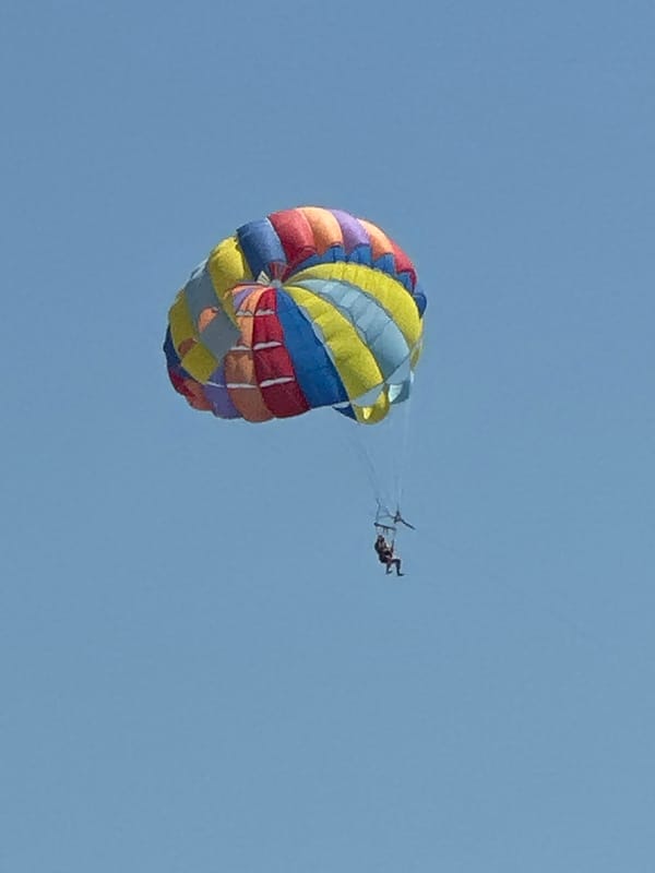 Parasailing over Boreti on a clear summer day