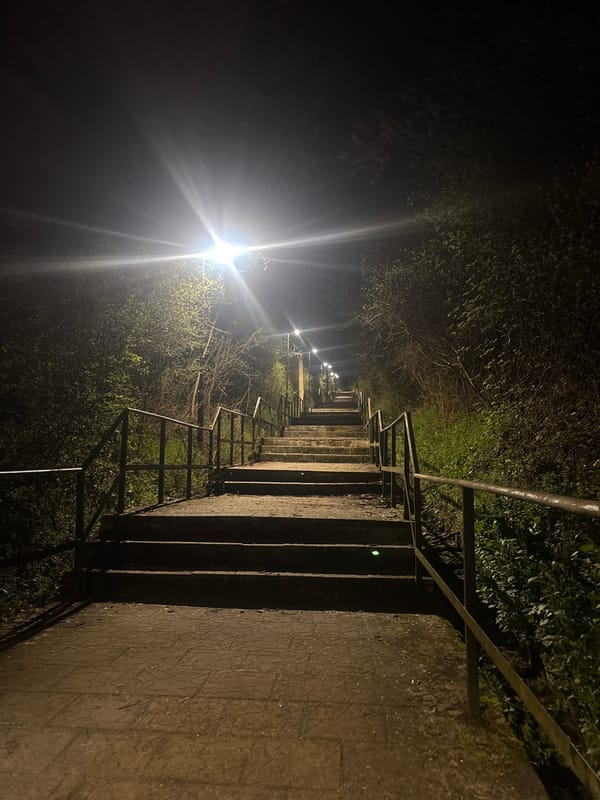 Evening pedestrian walkways documented in Gorna Oryahovitsa, Bulgaria
