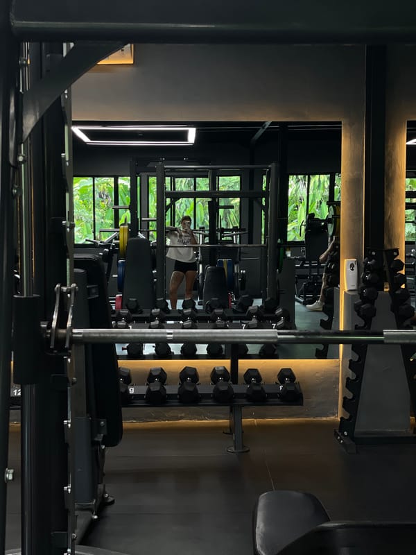 Lifting session at a sleek gym in Mengwi, Bali